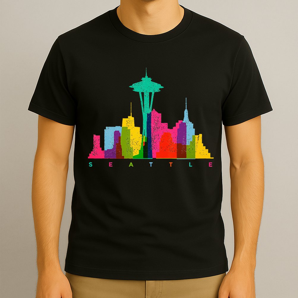 Seattle Skyline Colorful Washington T-Shirt