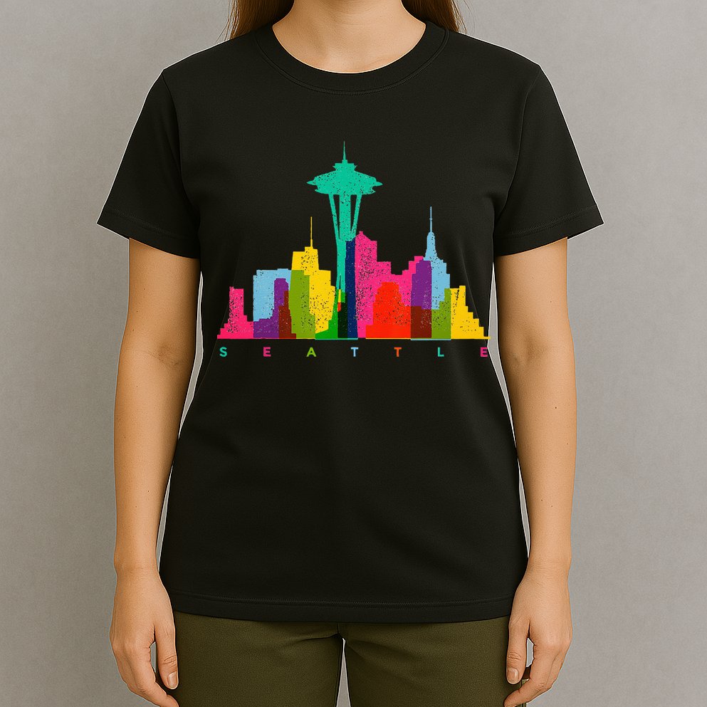 Seattle Skyline Colorful Washington T-Shirt