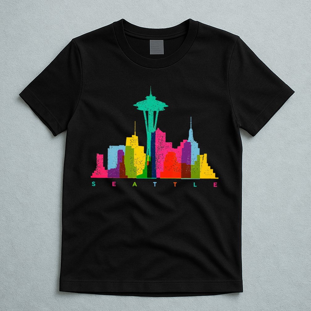 Seattle Skyline Colorful Washington T-Shirt