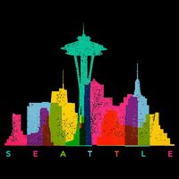 Seattle Skyline Colorful Washington T-Shirt