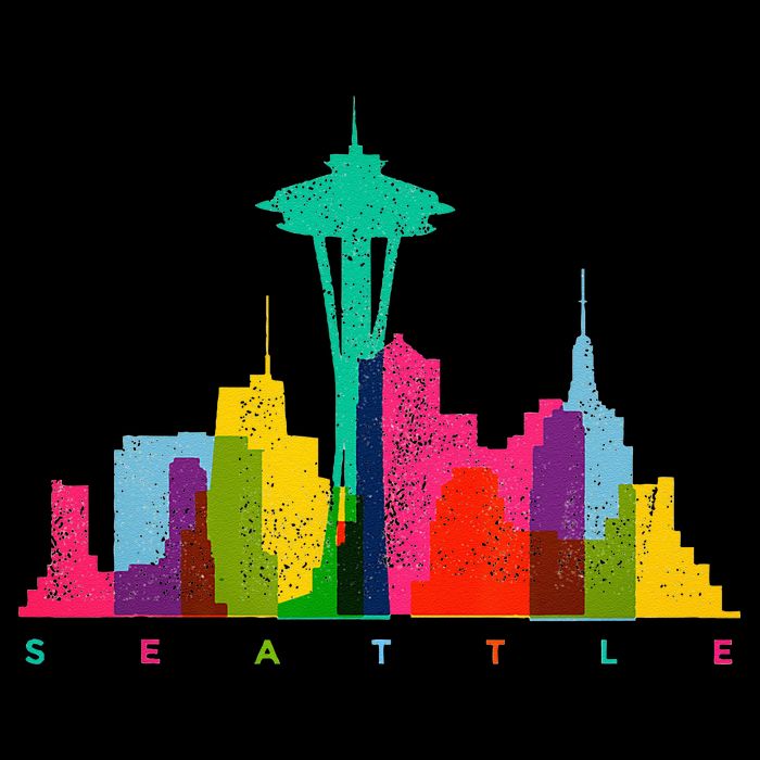 Seattle Skyline Colorful Washington T-Shirt