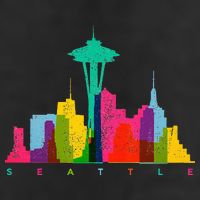 Seattle Skyline Colorful Washington Beanie