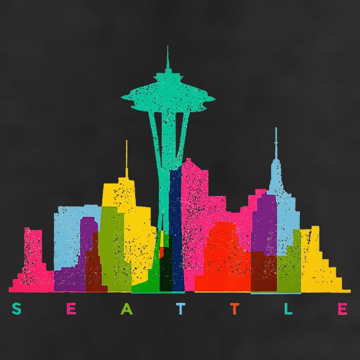 Seattle Skyline Colorful Washington Beanie