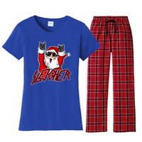 Sleigher Santa Claus Metal Christmas Funny Hail Santa Great Gift Women's Flannel Pajama Set