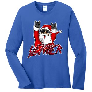 Sleigher Santa Claus Metal Christmas Funny Hail Santa Great Gift Ladies Long Sleeve Shirt