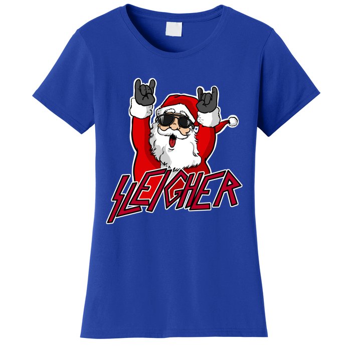 Sleigher Santa Claus Metal Christmas Funny Hail Santa Great Gift Women's T-Shirt