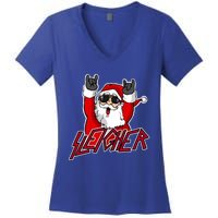 Sleigher Santa Claus Metal Christmas Funny Hail Santa Great Gift Women's V-Neck T-Shirt