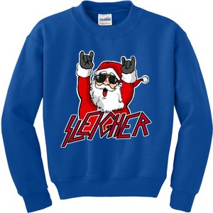 Sleigher Santa Claus Metal Christmas Funny Hail Santa Great Gift Kids Sweatshirt