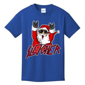 Sleigher Santa Claus Metal Christmas Funny Hail Santa Great Gift Kids T-Shirt