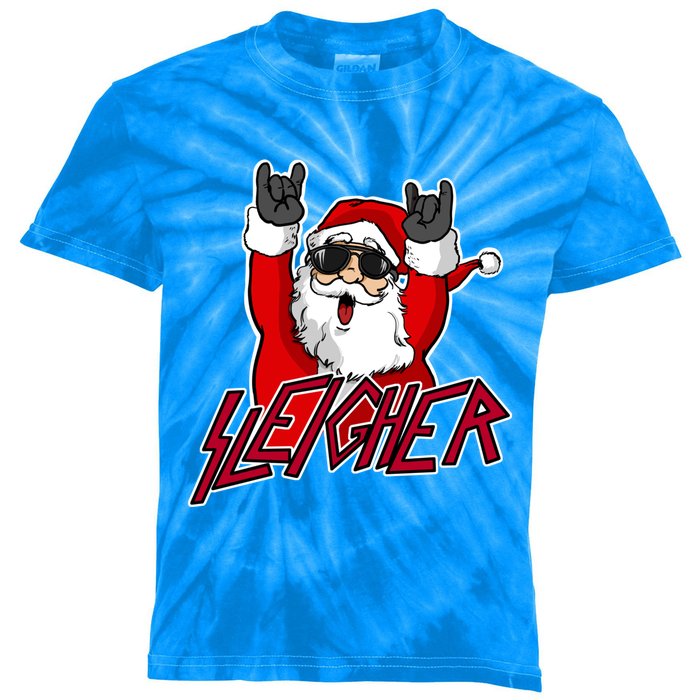 Sleigher Santa Claus Metal Christmas Funny Hail Santa Great Gift Kids Tie-Dye T-Shirt