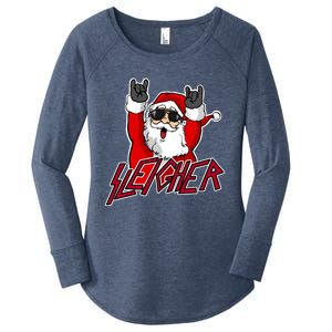 Sleigher Santa Claus Metal Christmas Funny Hail Santa Great Gift Women's Perfect Tri Tunic Long Sleeve Shirt