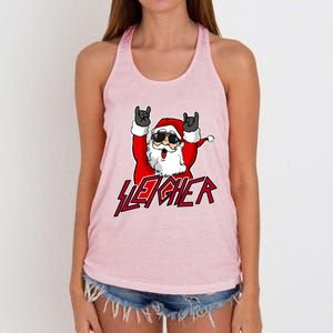 Sleigher Santa Claus Metal Christmas Funny Hail Santa Great Gift Women's Knotted Racerback Tank