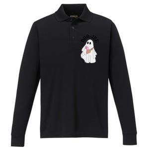 Spooky Season Cute Ghost Halloween Costume Boujee BooJee Gift Performance Long Sleeve Polo