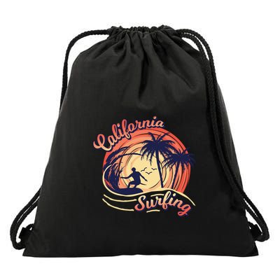 Surfing Sunset California Surfing Summer For Surf Lovers Gift Drawstring Bag