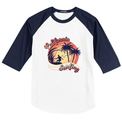 Surfing Sunset California Surfing Summer For Surf Lovers Gift Baseball Sleeve Shirt