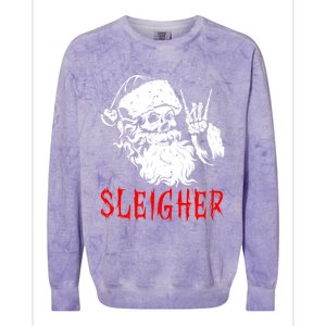 Sleigher Santa Claus Metal Christmas Rock On Hail Santa Cute Gift Colorblast Crewneck Sweatshirt