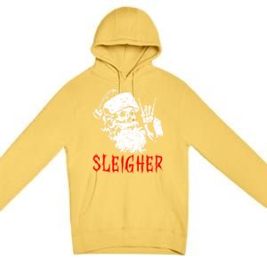 Sleigher Santa Claus Metal Christmas Rock On Hail Santa Cute Gift Premium Pullover Hoodie