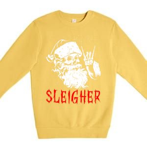 Sleigher Santa Claus Metal Christmas Rock On Hail Santa Cute Gift Premium Crewneck Sweatshirt