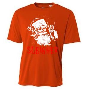 Sleigher Santa Claus Metal Christmas Rock On Hail Santa Cute Gift Cooling Performance Crew T-Shirt