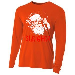 Sleigher Santa Claus Metal Christmas Rock On Hail Santa Cute Gift Cooling Performance Long Sleeve Crew