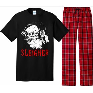 Sleigher Santa Claus Metal Christmas Rock On Hail Santa Cute Gift Pajama Set