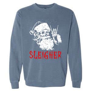 Sleigher Santa Claus Metal Christmas Rock On Hail Santa Cute Gift Garment-Dyed Sweatshirt