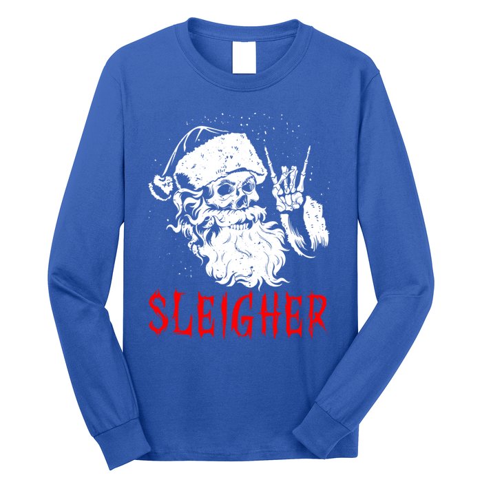 Sleigher Santa Claus Metal Christmas Rock On Hail Santa Cute Gift Long Sleeve Shirt