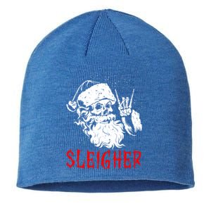 Sleigher Santa Claus Metal Christmas Rock On Hail Santa Cute Gift Sustainable Beanie