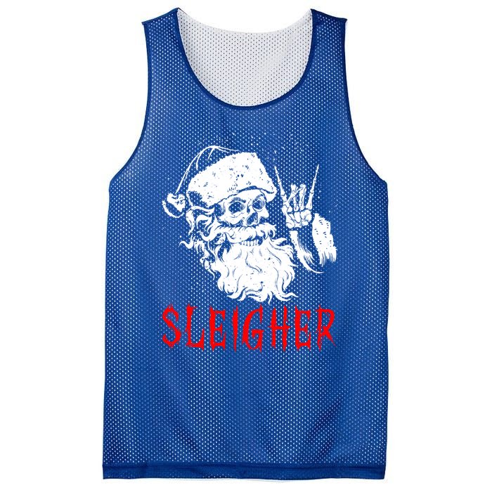 Sleigher Santa Claus Metal Christmas Rock On Hail Santa Cute Gift Mesh Reversible Basketball Jersey Tank