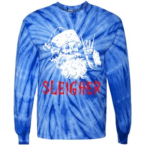 Sleigher Santa Claus Metal Christmas Rock On Hail Santa Cute Gift Tie-Dye Long Sleeve Shirt