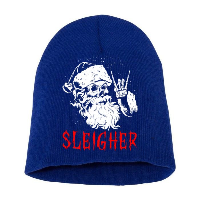 Sleigher Santa Claus Metal Christmas Rock On Hail Santa Cute Gift Short Acrylic Beanie