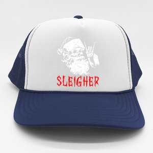 Sleigher Santa Claus Metal Christmas Rock On Hail Santa Cute Gift Trucker Hat