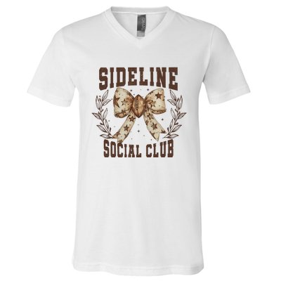 Sideline Social Club Fall Coquette Bow V-Neck T-Shirt