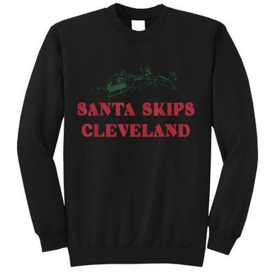 Santa Skips Cleveland Funny Santa Reindeer Xmas Christmas Sweatshirt