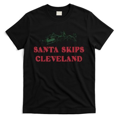 Santa Skips Cleveland Funny Santa Reindeer Xmas Christmas T-Shirt