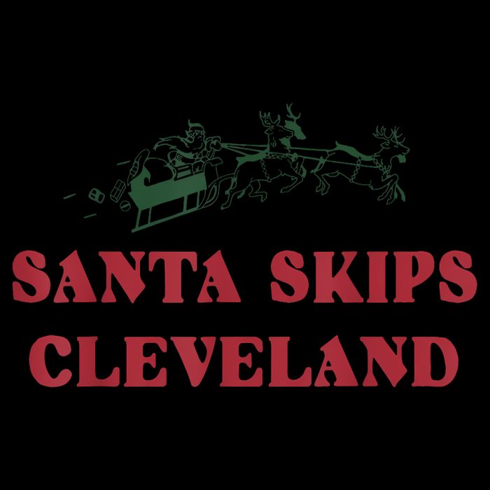 Santa Skips Cleveland Funny Santa Reindeer Xmas Christmas T-Shirt