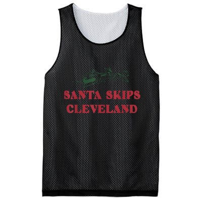 Santa Skips Cleveland Funny Santa Reindeer Xmas Christmas Mesh Reversible Basketball Jersey Tank