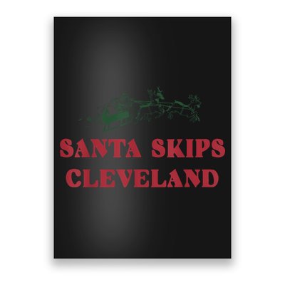 Santa Skips Cleveland Funny Santa Reindeer Xmas Christmas Poster