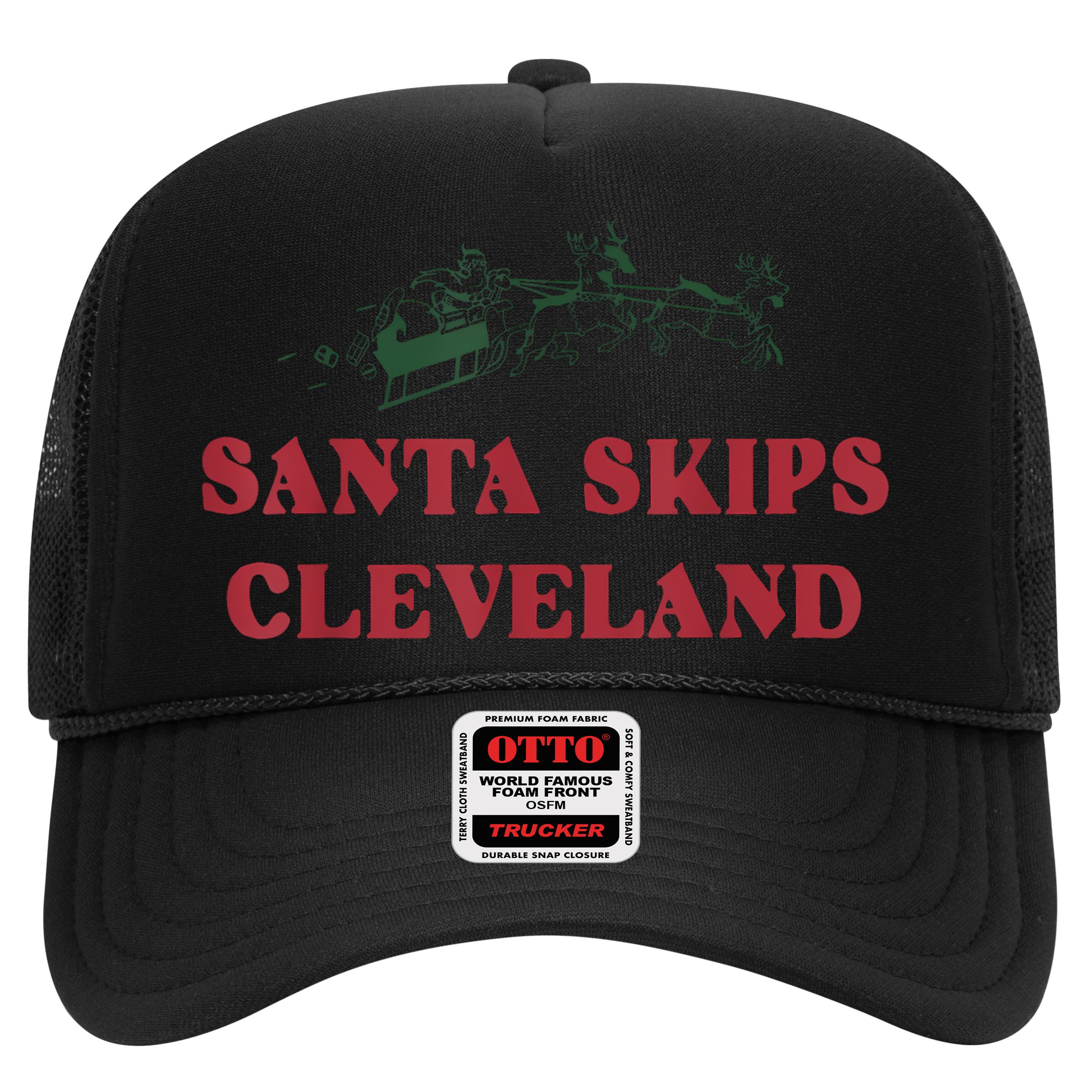 Santa Skips Cleveland Funny Santa Reindeer Xmas Christmas Hat