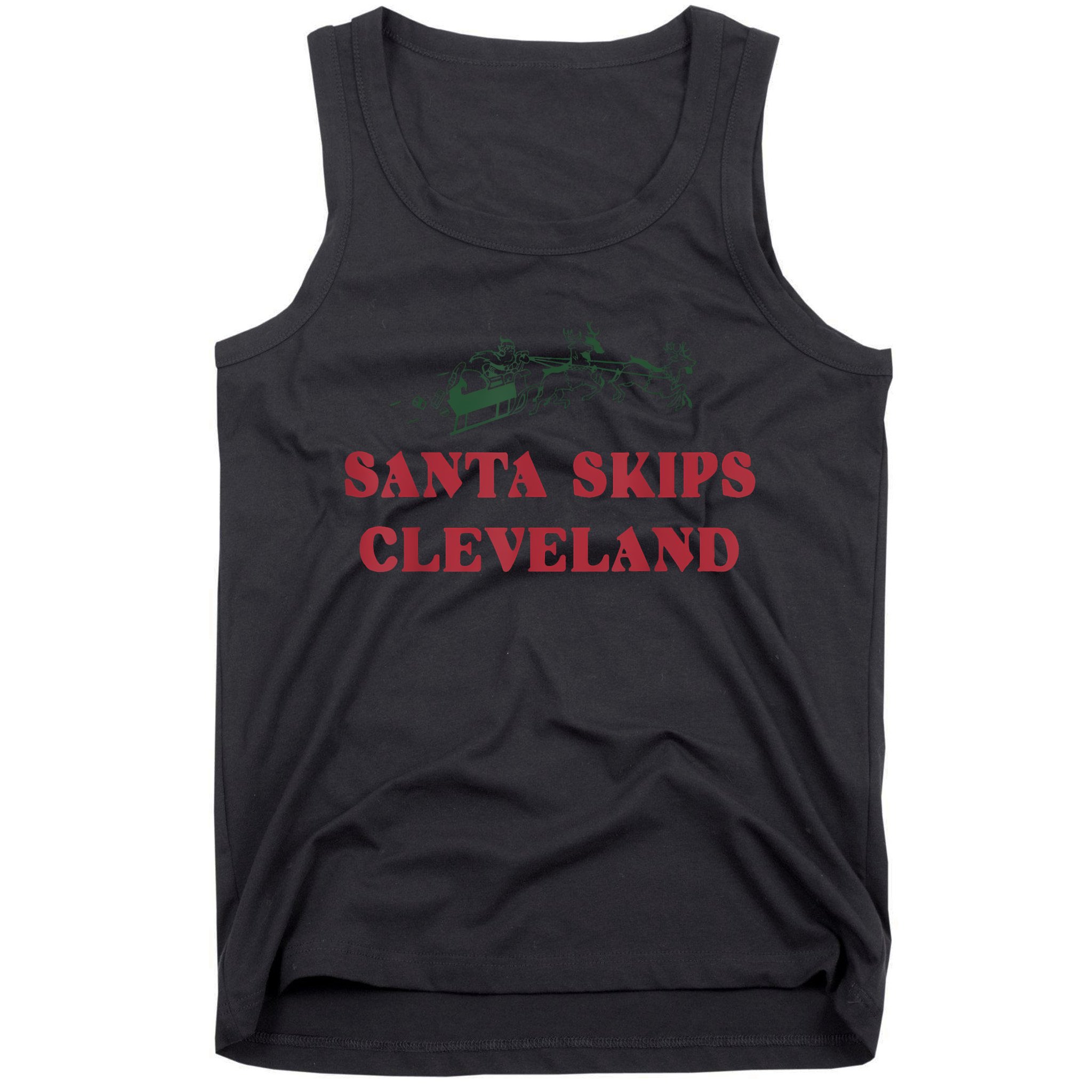 Santa Skips Cleveland Funny Santa Reindeer Xmas Christmas Tank Top