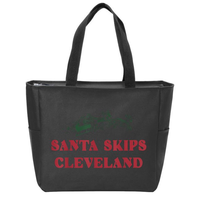 Santa Skips Cleveland Funny Santa Reindeer Xmas Christmas Zip Tote Bag