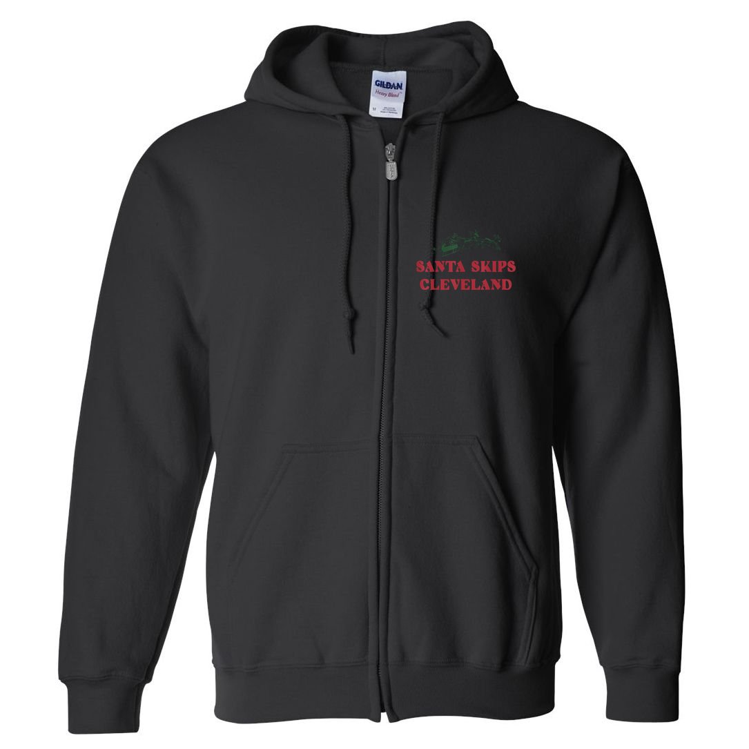 Santa Skips Cleveland Funny Santa Reindeer Xmas Christmas Full Zip Hoodie