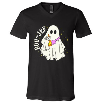 Spooky Season Cute Ghost Halloween Costume Boujee BooJee V-Neck T-Shirt