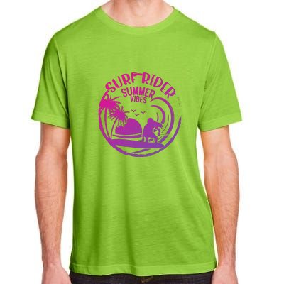 Surfing Sunset California Surf Rider Vintage Summer Vibes Gift Adult ChromaSoft Performance T-Shirt