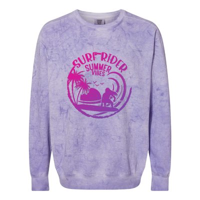 Surfing Sunset California Surf Rider Vintage Summer Vibes Gift Colorblast Crewneck Sweatshirt