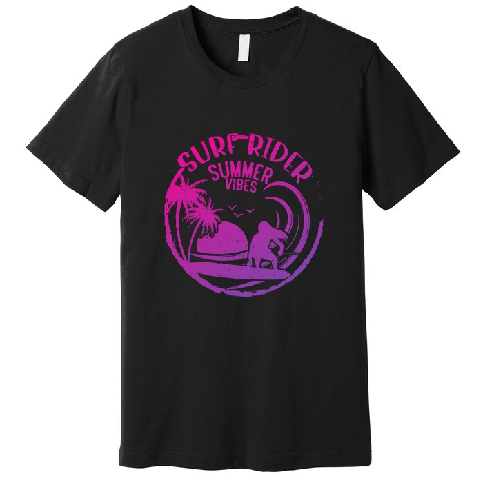 Surfing Sunset California Surf Rider Vintage Summer Vibes Gift Premium T-Shirt