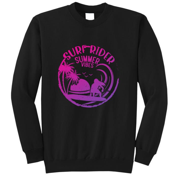 Surfing Sunset California Surf Rider Vintage Summer Vibes Gift Tall Sweatshirt