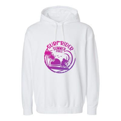 Surfing Sunset California Surf Rider Vintage Summer Vibes Gift Garment-Dyed Fleece Hoodie