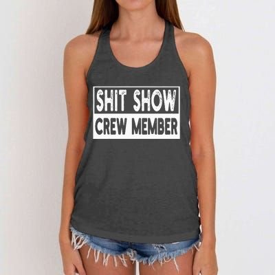 Shit Show Crew Member Funny Employees Friends Family Women's Knotted Racerback Tank