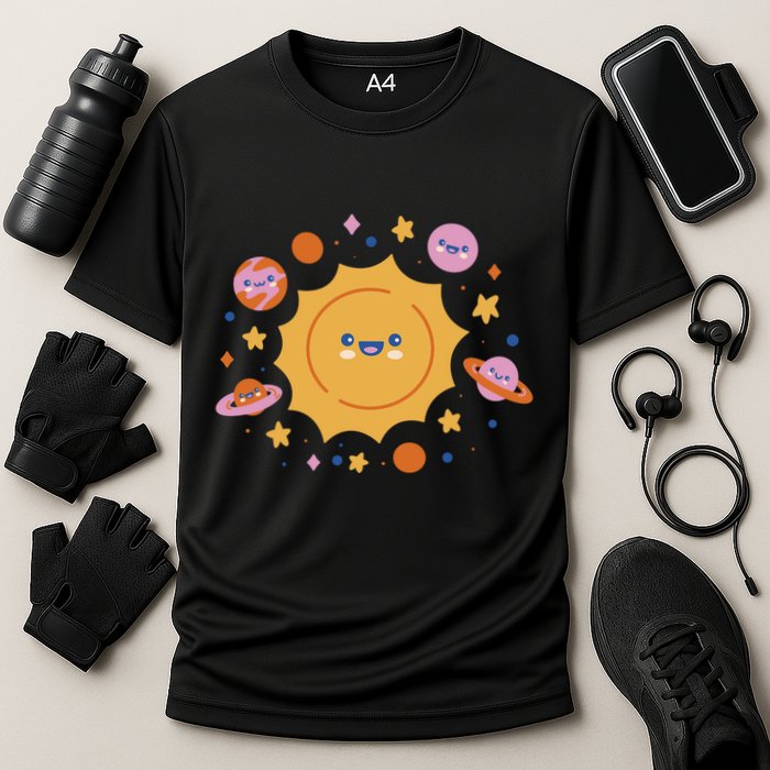 Solar System Cute Cartoon Cooling Performance Crew T-Shirt